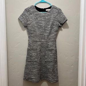 Ann Taylor Loft Black and White Tweed Dress with Pockets